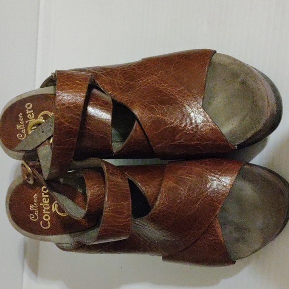 Colleen Cordero Brown Leather Platform Sandal Heel - Picture 11 of 11